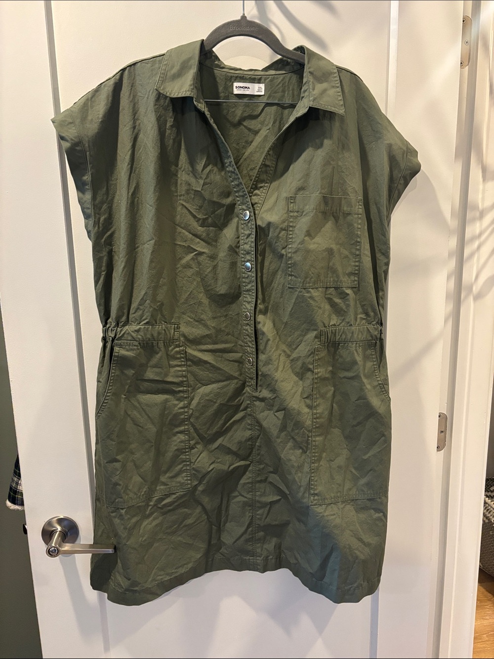 Sonoma Olive Green Button-Front Mini Dress